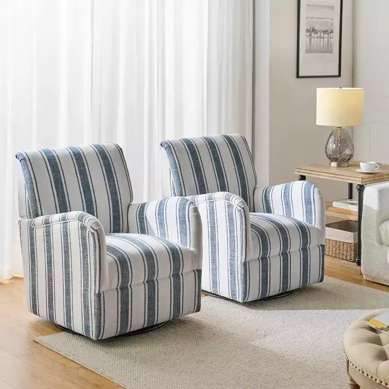 Set di 2 Poltrone Girevoli a 360 Gradi Livia Transitional con Motivo a Strisce Jacobean | HULALA HOME