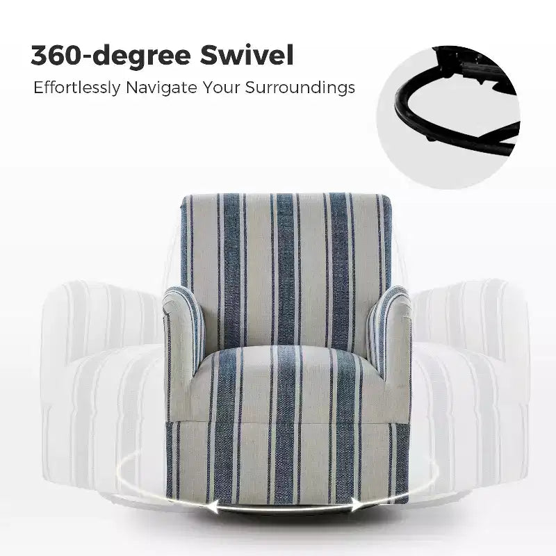 Set di 2 Poltrone Girevoli a 360 Gradi Livia Transitional con Motivo a Strisce Jacobean | HULALA HOME