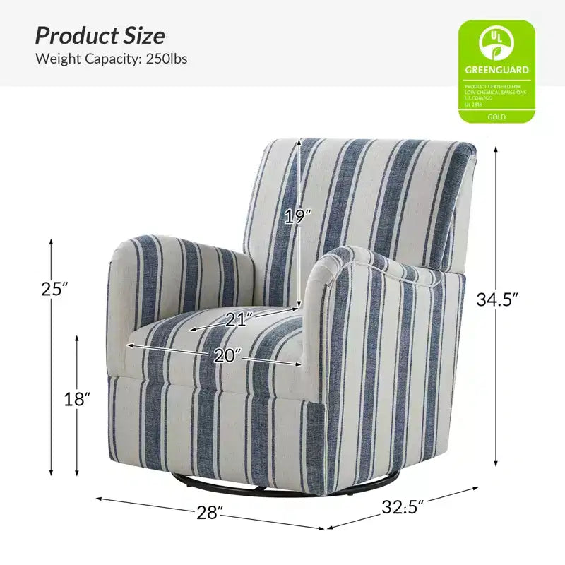 Set di 2 Poltrone Girevoli a 360 Gradi Livia Transitional con Motivo a Strisce Jacobean | HULALA HOME