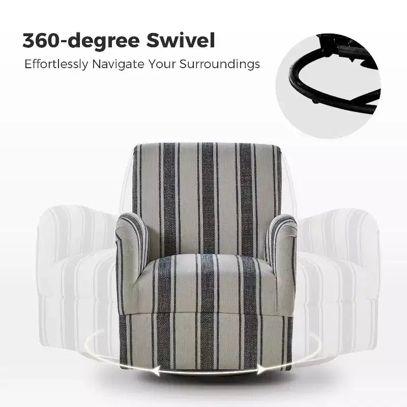 Set di 2 Poltrone Girevoli a 360 Gradi Livia Transitional con Motivo a Strisce Jacobean | HULALA HOME