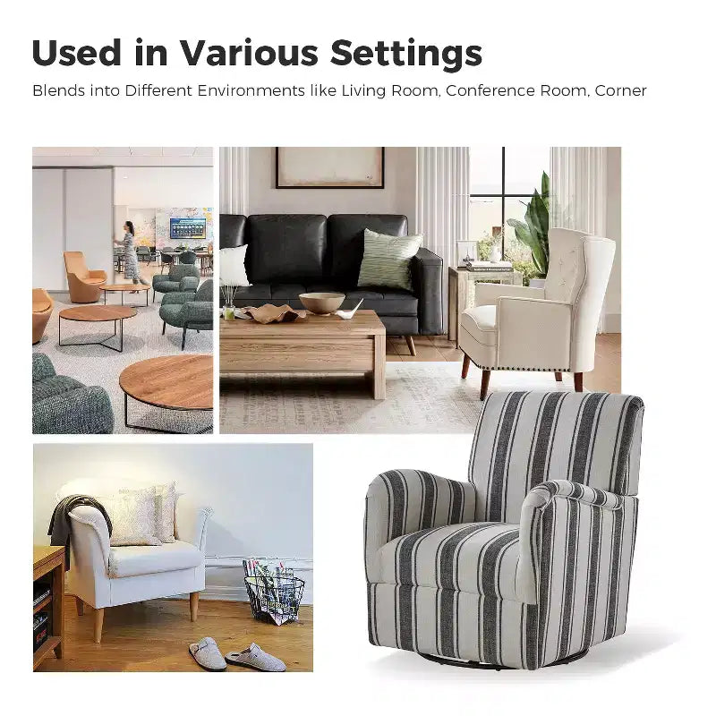 Set di 2 Poltrone Girevoli a 360 Gradi Livia Transitional con Motivo a Strisce Jacobean | HULALA HOME