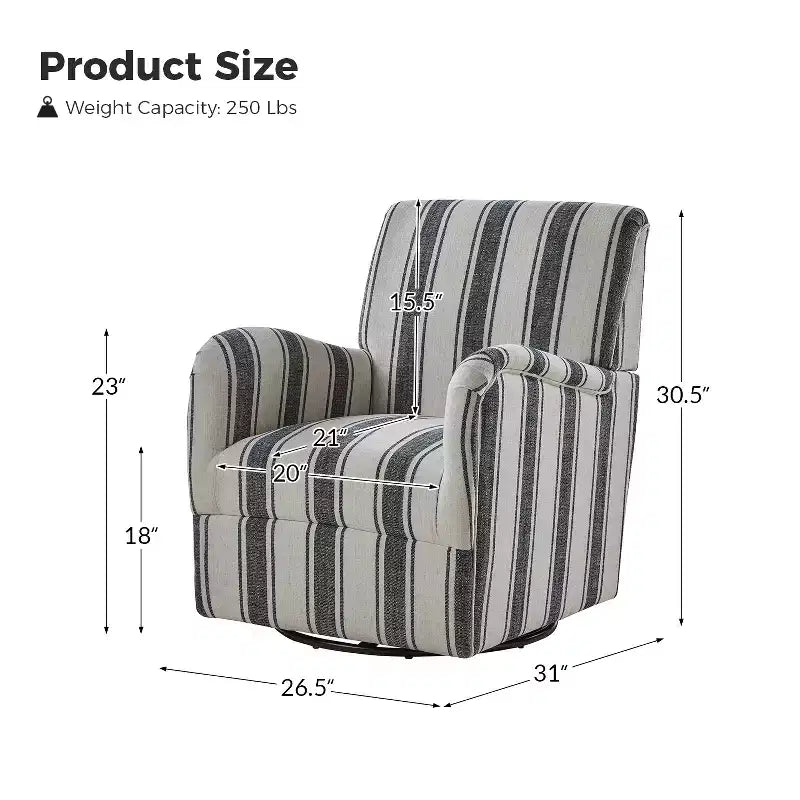 Set di 2 Poltrone Girevoli a 360 Gradi Livia Transitional con Motivo a Strisce Jacobean | HULALA HOME