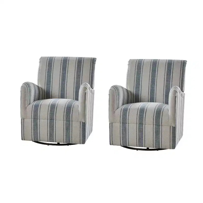 Set di 2 Poltrone Girevoli a 360 Gradi Livia Transitional con Motivo a Strisce Jacobean | HULALA HOME
