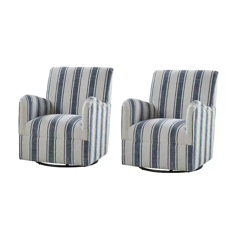 Set di 2 Poltrone Girevoli a 360 Gradi Livia Transitional con Motivo a Strisce Jacobean | HULALA HOME
