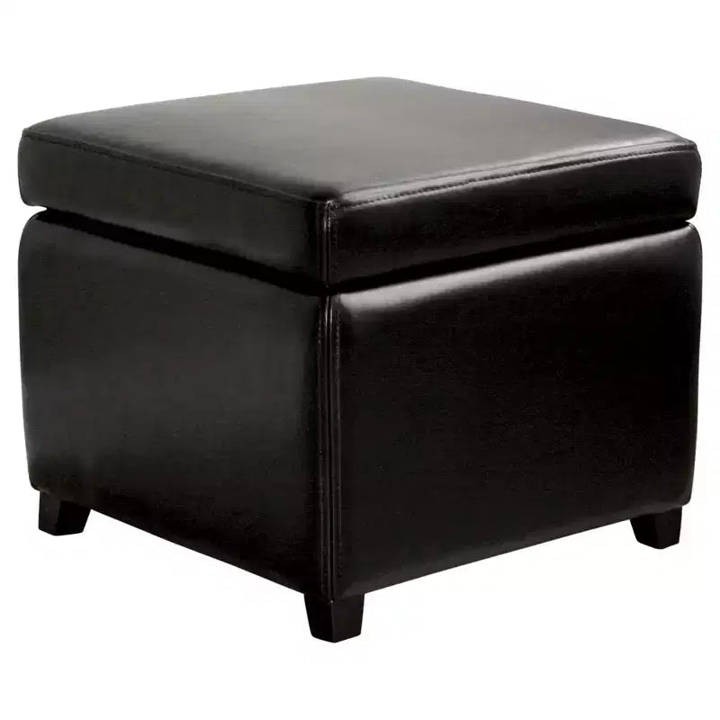 Ottoman Cubo Contenitore Piccolo in Vera Pelle - Baxton Studio