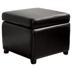 Ottoman Cubo Contenitore Piccolo in Vera Pelle - Baxton Studio