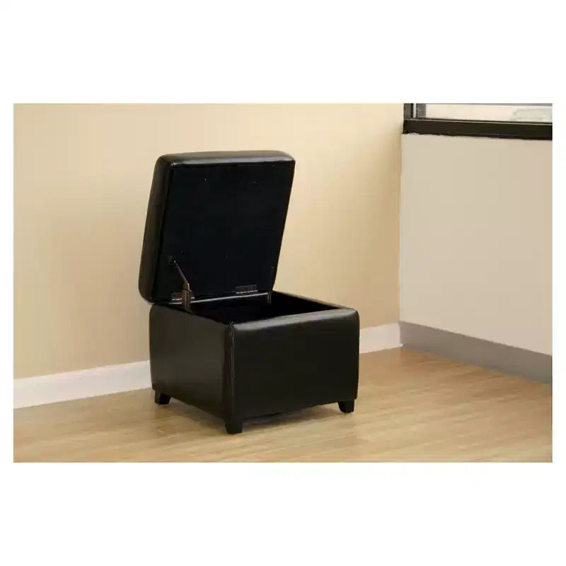 Ottoman Cubo Contenitore Piccolo in Vera Pelle - Baxton Studio