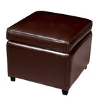 Ottoman Cubo Contenitore Piccolo in Vera Pelle - Baxton Studio