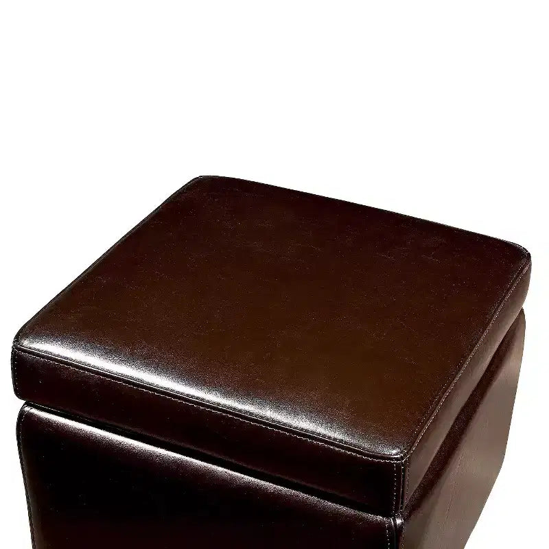 Ottoman Cubo Contenitore Piccolo in Vera Pelle - Baxton Studio
