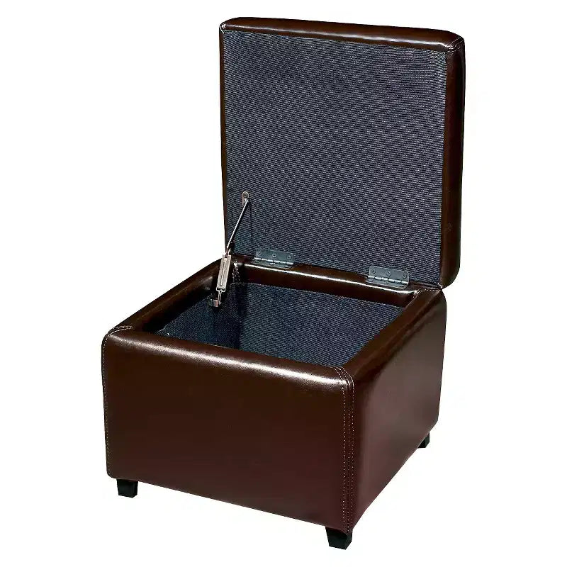 Ottoman Cubo Contenitore Piccolo in Vera Pelle - Baxton Studio
