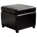 Full Leather Small Storage Cube Ottoman - Baxton Studio