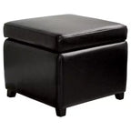 Full Leather Small Storage Cube Ottoman - Baxton Studio
