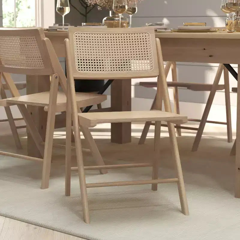 Merrick Lane Set di 2 sedie pieghevoli in rattan con canna d'India