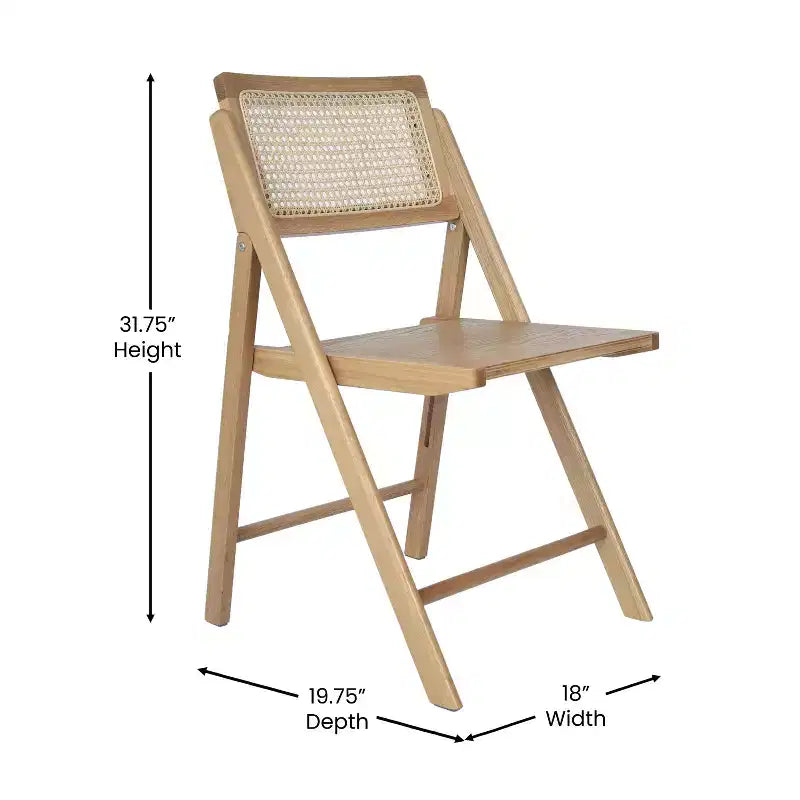 Merrick Lane Set di 2 sedie pieghevoli in rattan con canna d'India