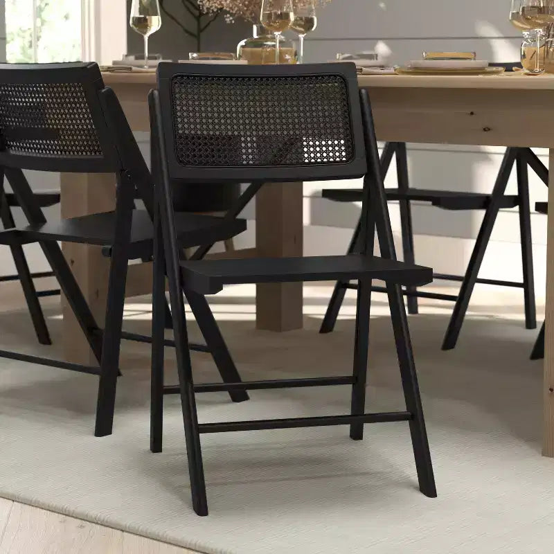 Merrick Lane Set di 2 sedie pieghevoli in rattan con canna d'India