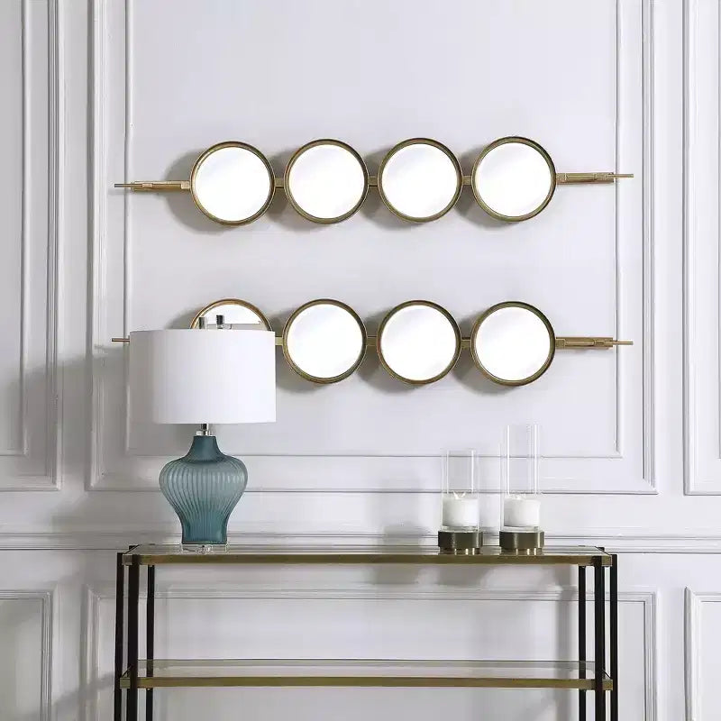 Uttermost Vanity Accent Wall Mirror Moderno Sfacettato Foglia Oro Cornice in Ferro Imponente 10" Largo per Bagno Camera da Letto Soggiorno Casa