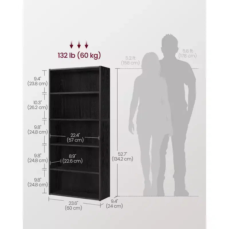 VASAGLE Libreria a 3/5 ripiani, scaffale aperto con ripiani regolabili, unità da terra