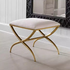 Panchina piccola Uttermost Crossing con tessuto bianco larga 23 1/2