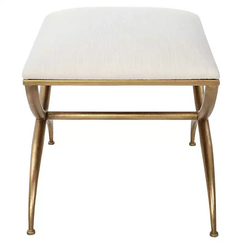 Panchina piccola Uttermost Crossing con tessuto bianco larga 23 1/2