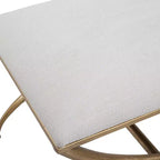 Panchina piccola Uttermost Crossing con tessuto bianco larga 23 1/2