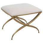 Panchina piccola Uttermost Crossing con tessuto bianco larga 23 1/2