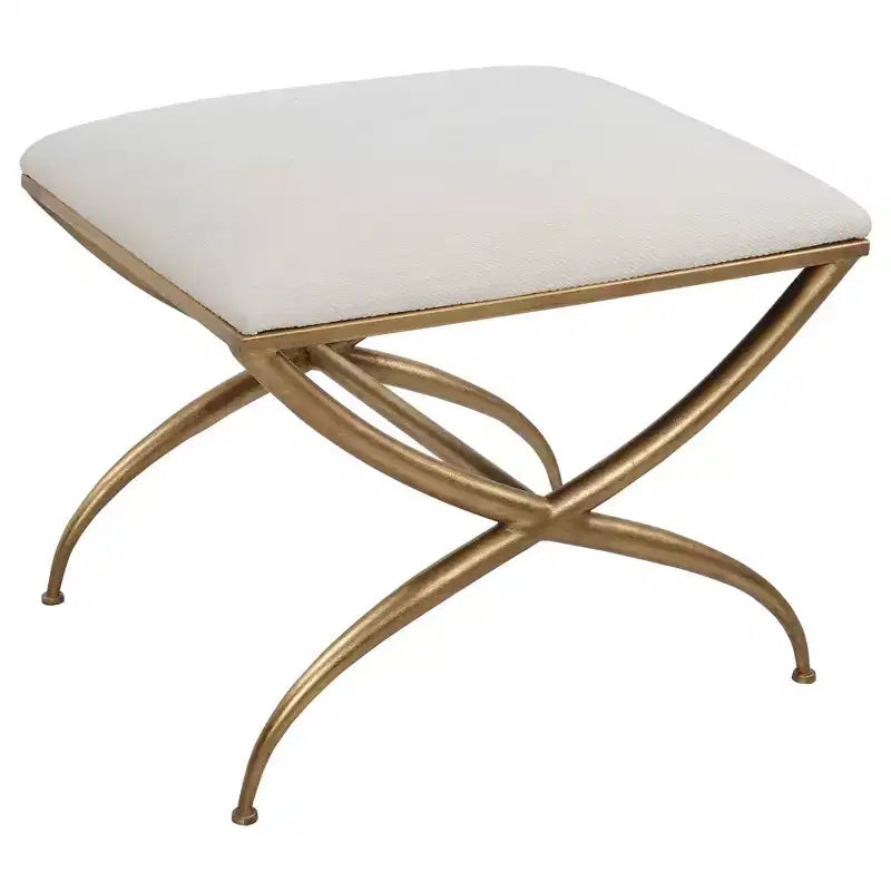 Panchina piccola Uttermost Crossing con tessuto bianco larga 23 1/2