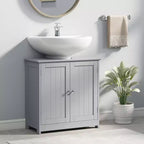 kleankin Mobile Base per Lavabo, Armadietto da Bagno Sottolavello con Apertura a U e Ripiano Interno Regolabile