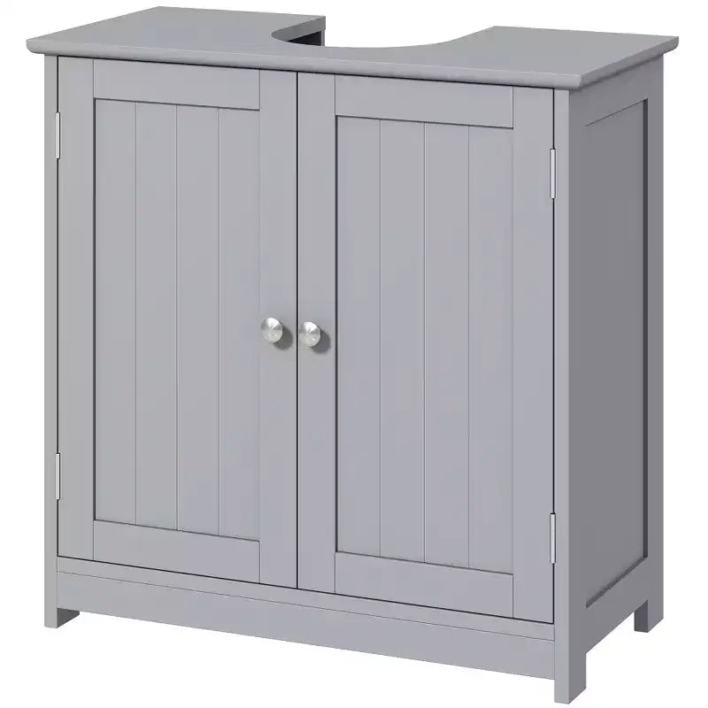 kleankin Mobile Base per Lavabo, Armadietto da Bagno Sottolavello con Apertura a U e Ripiano Interno Regolabile