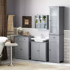 kleankin Mobile Base per Lavabo, Armadietto da Bagno Sottolavello con Apertura a U e Ripiano Interno Regolabile