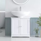 kleankin Mobile Base per Lavabo, Armadietto da Bagno Sottolavello con Apertura a U e Ripiano Interno Regolabile