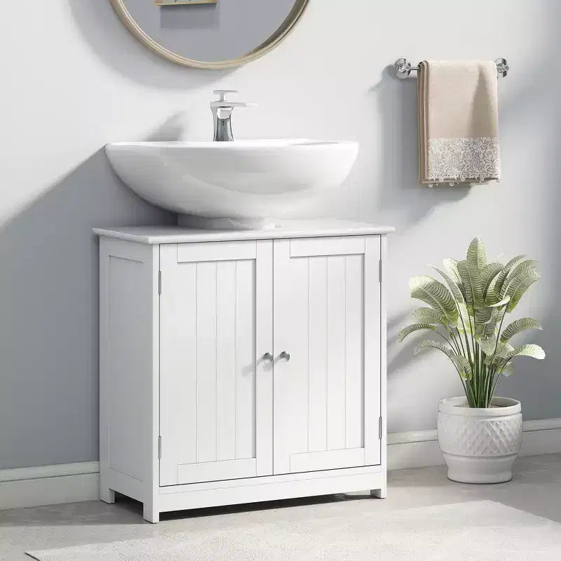kleankin Mobile Base per Lavabo, Armadietto da Bagno Sottolavello con Apertura a U e Ripiano Interno Regolabile