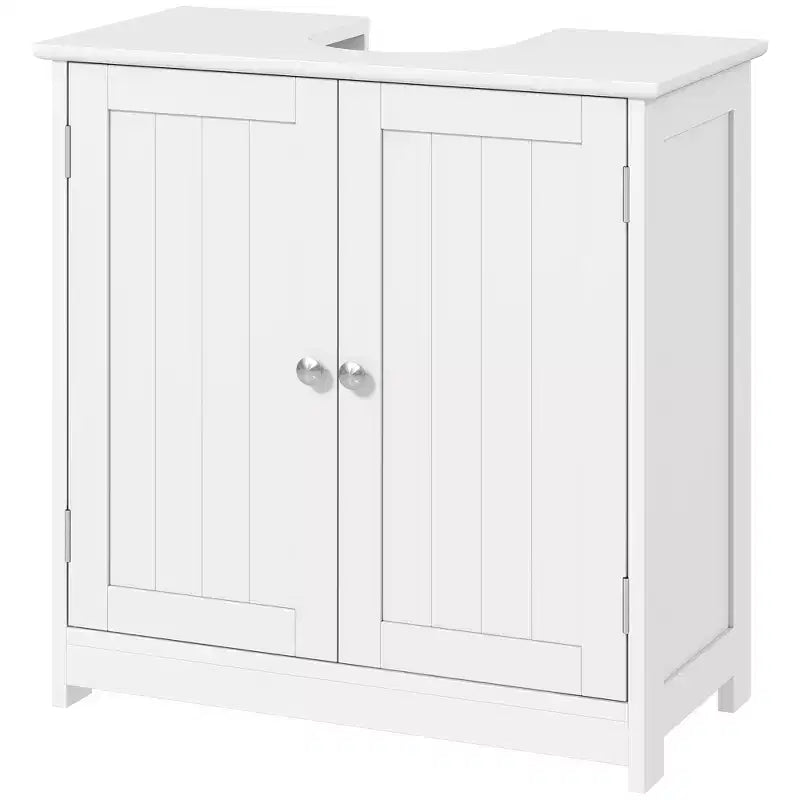 kleankin Mobile Base per Lavabo, Armadietto da Bagno Sottolavello con Apertura a U e Ripiano Interno Regolabile
