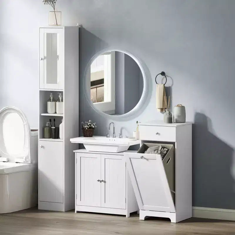 kleankin Mobile Base per Lavabo, Armadietto da Bagno Sottolavello con Apertura a U e Ripiano Interno Regolabile