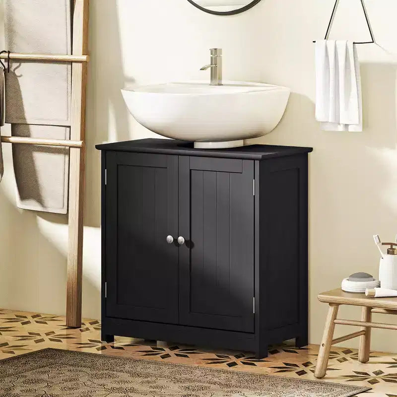 kleankin Mobile Base per Lavabo, Armadietto da Bagno Sottolavello con Apertura a U e Ripiano Interno Regolabile