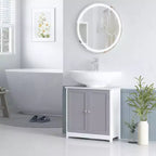 kleankin Mobile Base per Lavabo, Armadietto da Bagno Sottolavello con Apertura a U e Ripiano Interno Regolabile