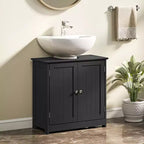 kleankin Mobile Base per Lavabo, Armadietto da Bagno Sottolavello con Apertura a U e Ripiano Interno Regolabile