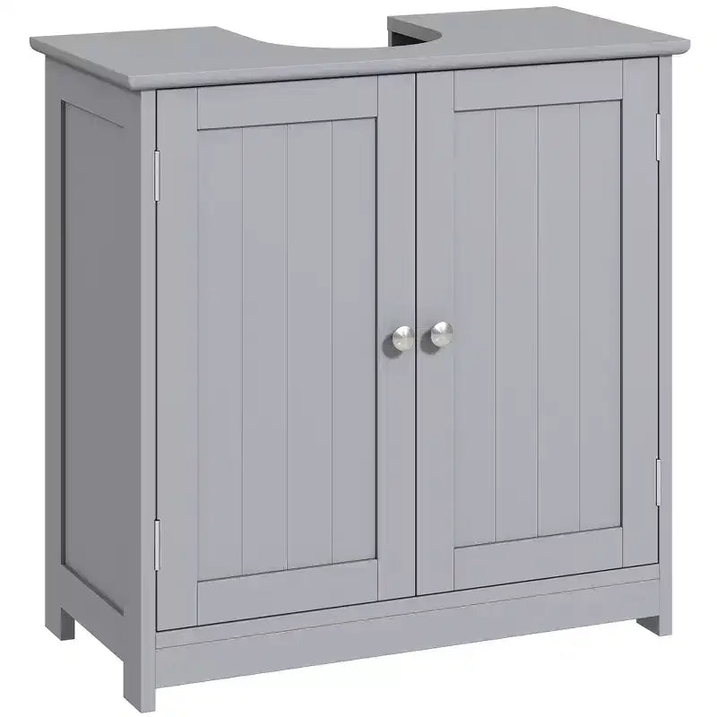 kleankin Mobile Base per Lavabo, Armadietto da Bagno Sottolavello con Apertura a U e Ripiano Interno Regolabile