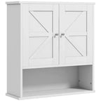kleankin Mobiletto da Bagno da Parete, Armadietto in Stile Rustico con Ripiano Aperto e Ripiano Regolabile, Credenza Contenitore per Lavanderia