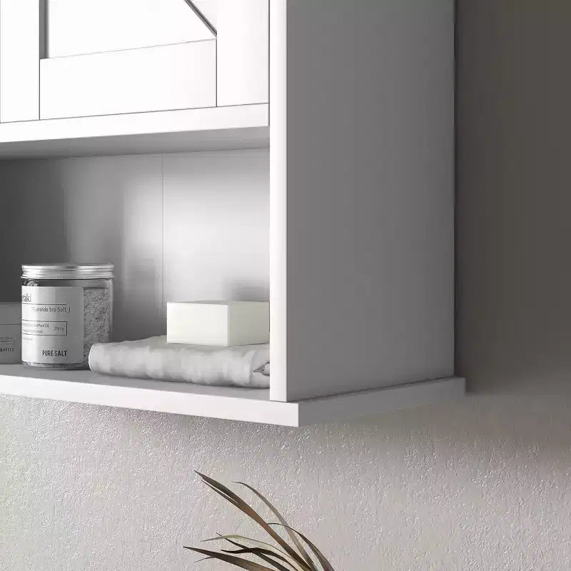 kleankin Mobiletto da Bagno da Parete, Armadietto in Stile Rustico con Ripiano Aperto e Ripiano Regolabile, Credenza Contenitore per Lavanderia