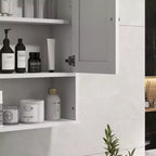 kleankin Mobiletto da Bagno da Parete, Armadietto in Stile Rustico con Ripiano Aperto e Ripiano Regolabile, Credenza Contenitore per Lavanderia