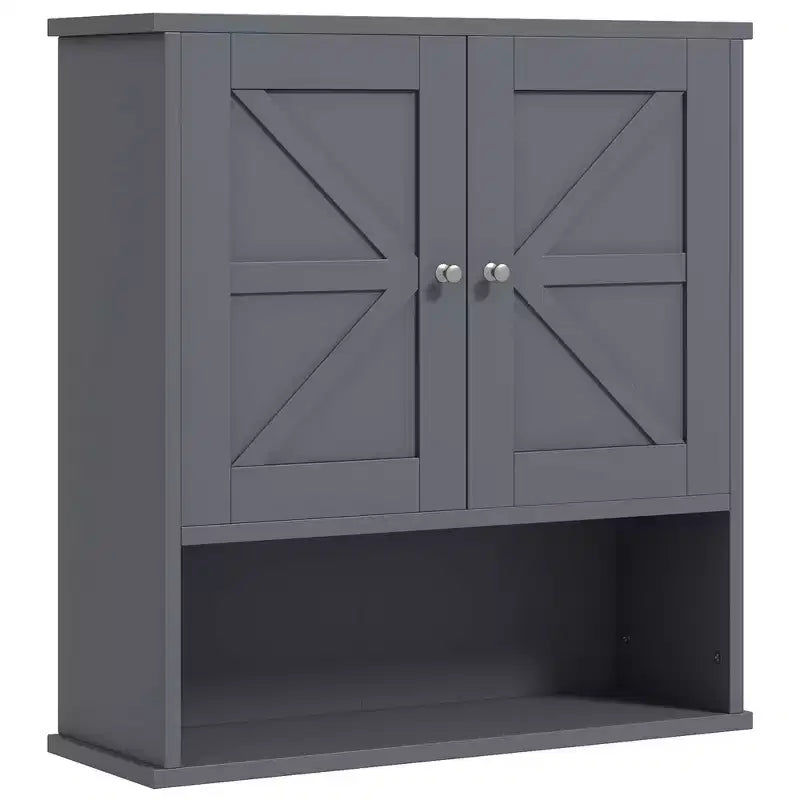 kleankin Mobiletto da Bagno da Parete, Armadietto in Stile Rustico con Ripiano Aperto e Ripiano Regolabile, Credenza Contenitore per Lavanderia