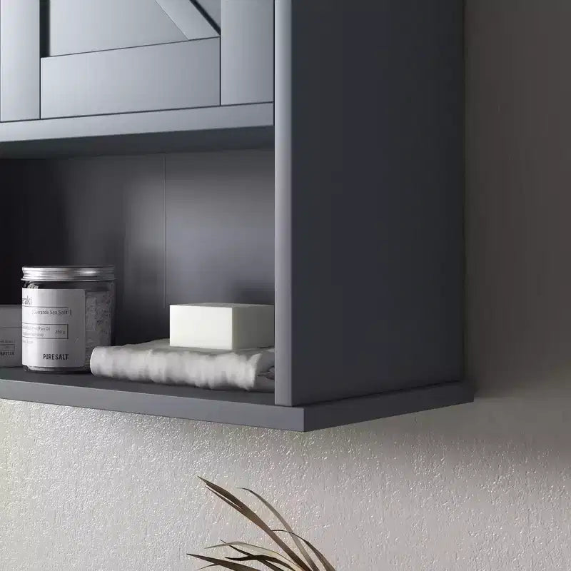 kleankin Mobiletto da Bagno da Parete, Armadietto in Stile Rustico con Ripiano Aperto e Ripiano Regolabile, Credenza Contenitore per Lavanderia