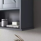 kleankin Mobiletto da Bagno da Parete, Armadietto in Stile Rustico con Ripiano Aperto e Ripiano Regolabile, Credenza Contenitore per Lavanderia