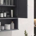 kleankin Mobiletto da Bagno da Parete, Armadietto in Stile Rustico con Ripiano Aperto e Ripiano Regolabile, Credenza Contenitore per Lavanderia