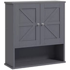 kleankin Bathroom Wall Cabinet, Farmhouse Medicine Cabinet with Open Shelf & Adjustable Shelf, Storage Cupboard for Laundry Room