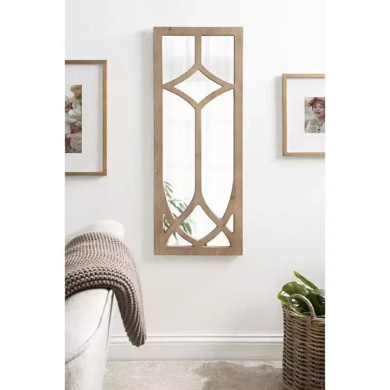Specchio da parete con cornice Kate and Laurel Pierette, 16x42, naturale