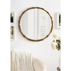 Specchio rotondo in metallo Kate and Laurel Brynley, diametro 24, oro