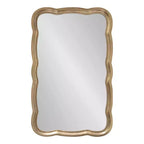 Specchio a forma di conchiglia smerlato in MDF Kate and Laurel Hatherleigh, 24x38, Oro
