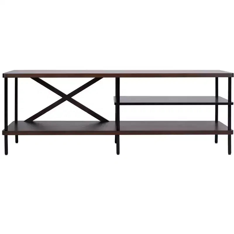 Bruno Industrial Media Stand - MED5001 - Walnut/Black - Safavieh