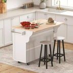 HOMCOM Carrello Cucina con Ruote, Carrello da Cucina con Barra per la Colazione a Ribalta in Legno Massello, Cassetti Contenitori, Armadietti a 4 Ante, Portaspezie